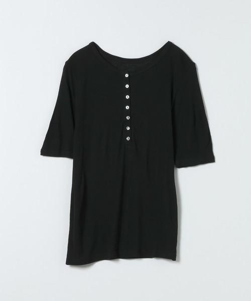 JEANASIS(ジーナシス)の「セミシアーリブヘンリーSS/1023342(Tシャツ/カットソー・レディース・ホワイト/グレー/ブラック・FREE)」の3枚目の写真