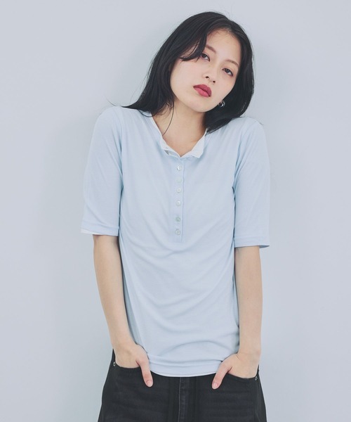JEANASIS(ジーナシス)の「セミシアーリブヘンリーSS/1023342(Tシャツ/カットソー・レディース・ホワイト/グレー/ブラック・FREE)」の13枚目の写真