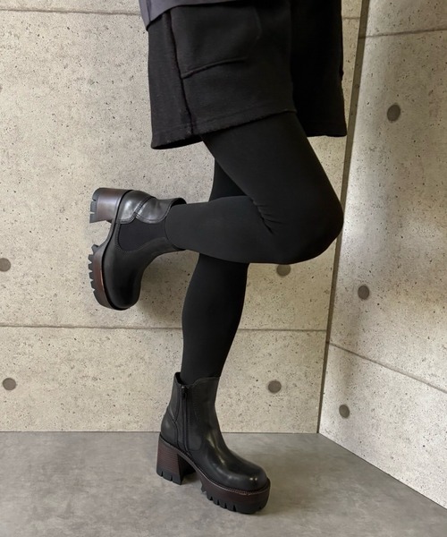 ○★新品 未使用 PEARLY GATES ヌバック×リブニットショートブーツ ボリュームソール サイドゴアショートブーツ Jeffrey Campbell