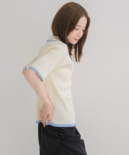 RETRO GIRL（レトロガール）の「配色５分袖カーディガン（ニット/セーター・レディース・ブラウン/オフホワイト/ライトグレー・FREE）」の12枚目の写真