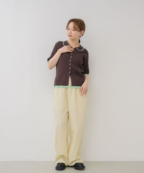 RETRO GIRL（レトロガール）の「配色５分袖カーディガン（ニット/セーター・レディース・ブラウン/オフホワイト/ライトグレー・FREE）」の13枚目の写真