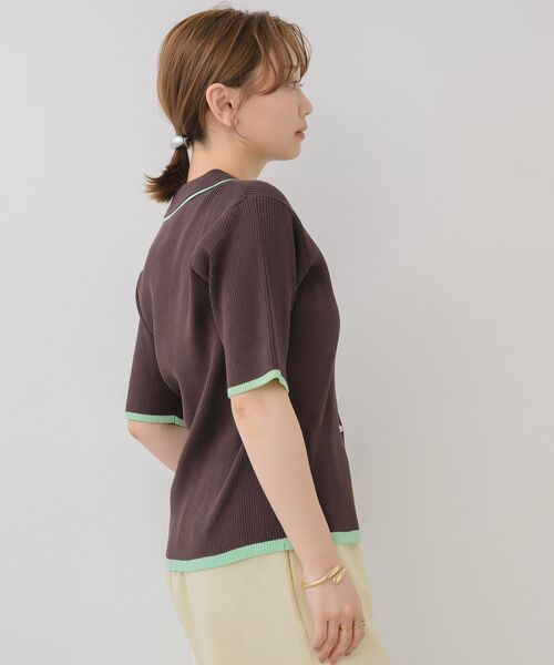 RETRO GIRL（レトロガール）の「配色５分袖カーディガン（ニット/セーター・レディース・ブラウン/オフホワイト/ライトグレー・FREE）」の20枚目の写真