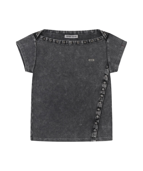 ORDINARY HOLIDAY（オーディナリー ホリデー）の「SNAP PIGMENT T-SHIRTS [BLACK]（Tシャツ/カットソー・レディース・その他・FREE）」の3枚目の写真