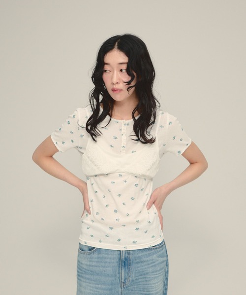 eL(エル)の「【eL】Lace Bra Cami/878288(キャミソール・レディース・ブラック/オフホワイト・FREE)」の9枚目の写真