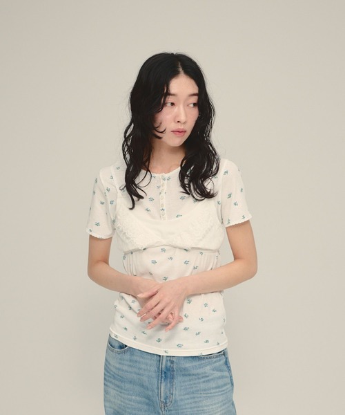 eL(エル)の「【eL】Lace Bra Cami/878288(キャミソール・レディース・ブラック/オフホワイト・FREE)」の8枚目の写真
