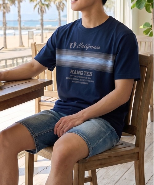 HANGTEN(ハンテン)の「【HANGTEN/ハンテン】パネルロゴプリントTシャツ/H3616 California グラデーションプリント半袖Tシャツ 4色展開|メンズ サーフブランド ロゴT カジュアル アメカジ 夏Tシャツ(Tシャツ/カットソー・メンズ・ネイビー/ブラック/ホワイト/グレー・X-LARGE/LARGE/MEDIUM)」の4枚目の写真