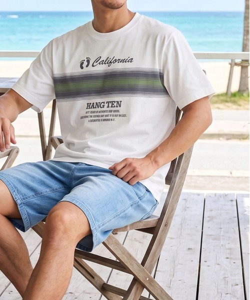 HANGTEN(ハンテン)の「【HANGTEN/ハンテン】パネルロゴプリントTシャツ/H3616 California グラデーションプリント半袖Tシャツ 4色展開|メンズ サーフブランド ロゴT カジュアル アメカジ 夏Tシャツ(Tシャツ/カットソー・メンズ・ネイビー/ブラック/ホワイト/グレー・X-LARGE/LARGE/MEDIUM)」の1枚目の写真