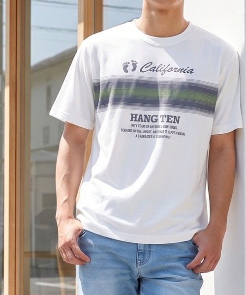 HANGTEN(ハンテン)の「【HANGTEN/ハンテン】パネルロゴプリントTシャツ/H3616 California グラデーションプリント半袖Tシャツ 4色展開|メンズ サーフブランド ロゴT カジュアル アメカジ 夏Tシャツ(Tシャツ/カットソー・メンズ・ネイビー/ブラック/ホワイト/グレー・X-LARGE/LARGE/MEDIUM)」の5枚目の写真