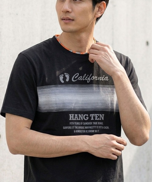 HANGTEN(ハンテン)の「【HANGTEN/ハンテン】パネルロゴプリントTシャツ/H3616 California グラデーションプリント半袖Tシャツ 4色展開|メンズ サーフブランド ロゴT カジュアル アメカジ 夏Tシャツ(Tシャツ/カットソー・メンズ・ネイビー/ブラック/ホワイト/グレー・X-LARGE/LARGE/MEDIUM)」の8枚目の写真