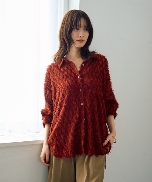 YECCA VECCA(イェッカヴェッカ)の「サイドドロストシアージャガードシャツ(シャツ/ブラウス・レディース・アイボリー/ブラック/レッド・FREE)」の15枚目の写真