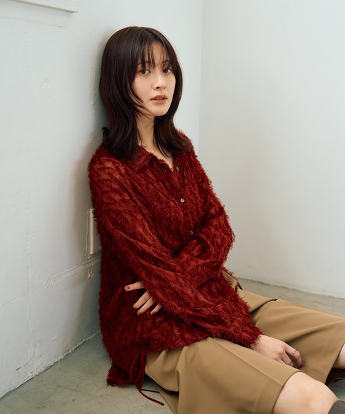 YECCA VECCA(イェッカヴェッカ)の「サイドドロストシアージャガードシャツ(シャツ/ブラウス・レディース・アイボリー/ブラック/レッド・FREE)」の19枚目の写真