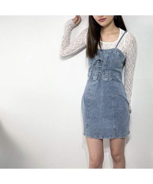 marcydorn(マーシードルン)の「レースアップフロント×タイトシルエットデニムワンピース(ワンピース・レディース・ブラック・ONE SIZE)」の15枚目の写真