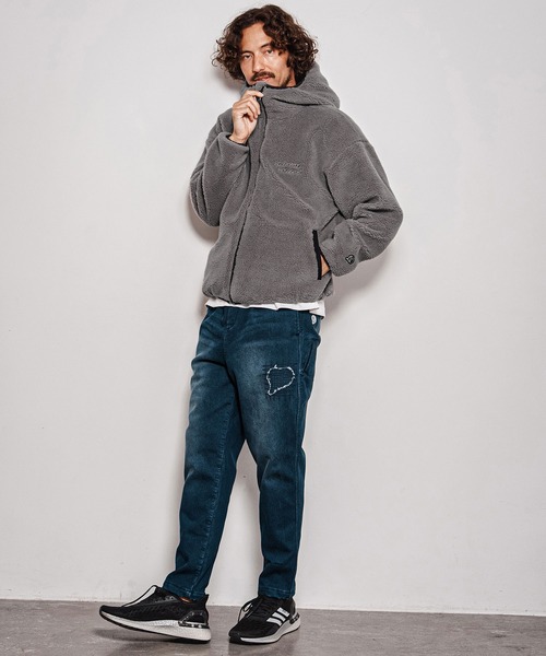 1minute 1second(ワンミニットワンセカンド)の「mj11689-faux leather trim boa zip parka ボアジップパーカー(1M26A120)(その他アウター・メンズ・ネイビー/グレー/ブラック・S/M/L/XL)」の10枚目の写真