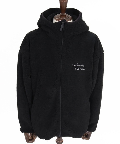 1minute 1second(ワンミニットワンセカンド)の「mj11689-faux leather trim boa zip parka ボアジップパーカー(1M26A120)(その他アウター・メンズ・ネイビー/グレー/ブラック・S/M/L/XL)」の12枚目の写真