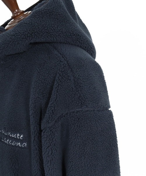 1minute 1second(ワンミニットワンセカンド)の「mj11689-faux leather trim boa zip parka ボアジップパーカー(1M26A120)(その他アウター・メンズ・ネイビー/グレー/ブラック・S/M/L/XL)」の4枚目の写真