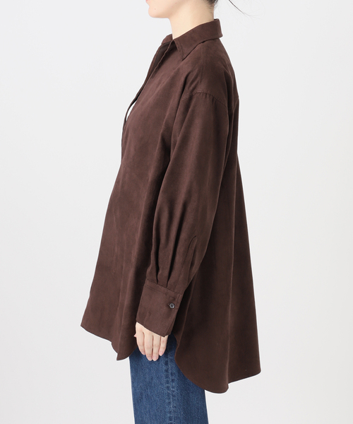 B.C STOCK(ベーセーストック)の「手洗い可 / スエードライクスキッパーシャツ(シャツ/ブラウス・レディース・ブラウン/アイボリー・FREE)」の18枚目の写真