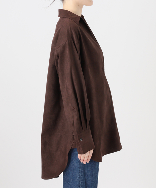 B.C STOCK(ベーセーストック)の「手洗い可 / スエードライクスキッパーシャツ(シャツ/ブラウス・レディース・ブラウン/アイボリー・FREE)」の20枚目の写真