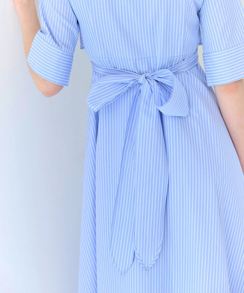 ROYAL PARTY（ロイヤルパーティー）の「ストラップ付カシュクールシャツワンピース（シャツワンピース・レディース・ブラック/ストライプ/オフホワイト・FREE）」の11枚目の写真