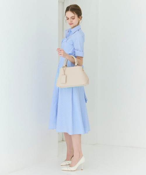 ROYAL PARTY（ロイヤルパーティー）の「ストラップ付カシュクールシャツワンピース（シャツワンピース・レディース・ブラック/ストライプ/オフホワイト・FREE）」の13枚目の写真