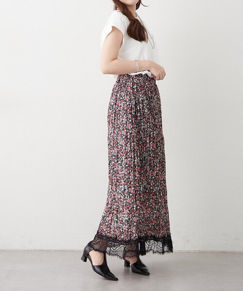 Remind me and forever(リマインドミーアンドフォーエバー)の「【@kana__18s】小花裾レースロングスカート(スカート・レディース・ブラウン/ブラック・FREE)」の12枚目の写真
