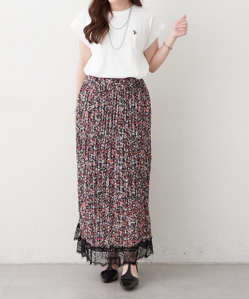 Remind me and forever(リマインドミーアンドフォーエバー)の「【@kana__18s】小花裾レースロングスカート(スカート・レディース・ブラウン/ブラック・FREE)」の14枚目の写真