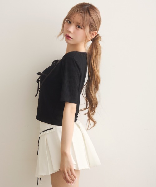 TITTY&CO.（ティティーアンドコー）の「ダブルリボンキャミセットトップス（Tシャツ/カットソー・レディース・ベージュ/ブラック・FREE）」の16枚目の写真