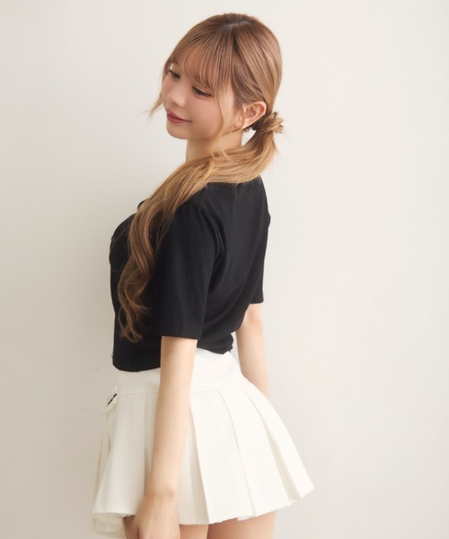 TITTY&CO.（ティティーアンドコー）の「ダブルリボンキャミセットトップス（Tシャツ/カットソー・レディース・ベージュ/ブラック・FREE）」の9枚目の写真