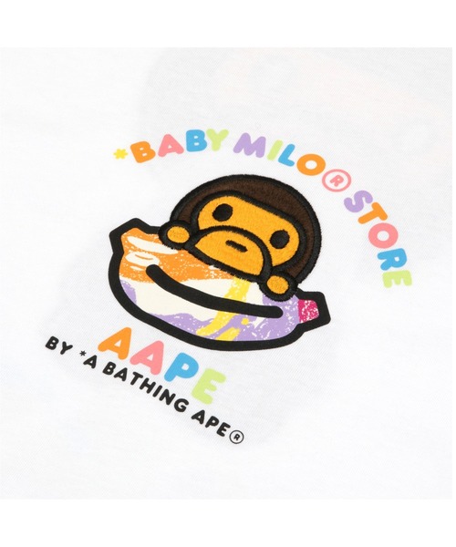 AAPE BY A BATHING APE(エーエイプバイアベイシングエイプ)の「AAPE X BABY MILO STORE RINGER TEE(Tシャツ/カットソー・メンズ・ホワイト・XX-LARGE/X-LARGE/LARGE/MEDIUM/SMALL)」の3枚目の写真