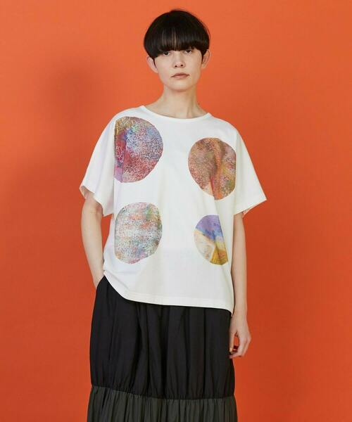 FRAPBOIS(フラボア)の「SYU-T2 Tシャツ(Tシャツ/カットソー・レディース・ホワイト/ブラック・1)」の1枚目の写真