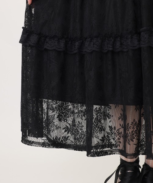 axes femme POETIQUE（アクシーズファムポエティック）の「ショルダーリボン総レースワンピース（ワンピース・レディース・ホワイト/ブラック・MEDIUM）」の10枚目の写真