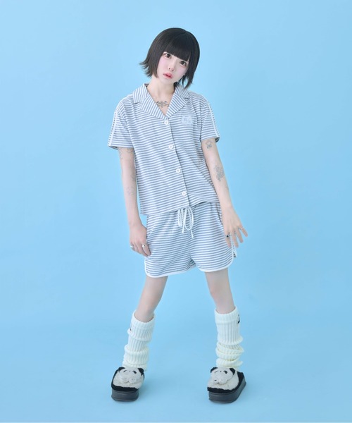 Hauls(ハウルズ)の「外行き用ぱじゃまセットアップ(Tシャツ/カットソー・レディース・サックスブルー/ピンク・FREE)」の1枚目の写真