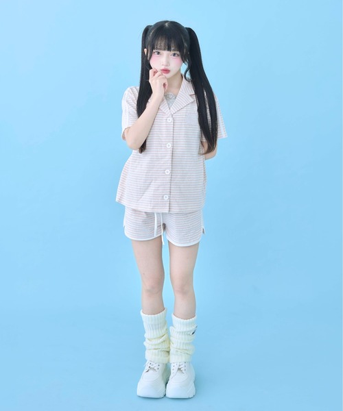 Hauls(ハウルズ)の「外行き用ぱじゃまセットアップ(Tシャツ/カットソー・レディース・サックスブルー/ピンク・FREE)」の2枚目の写真