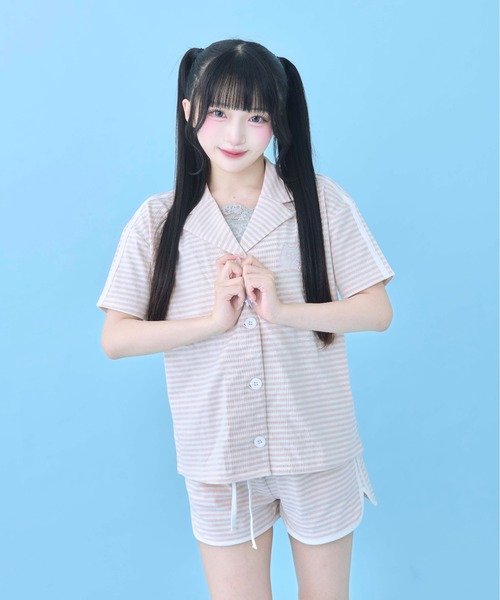 Hauls(ハウルズ)の「外行き用ぱじゃまセットアップ(Tシャツ/カットソー・レディース・サックスブルー/ピンク・FREE)」の3枚目の写真