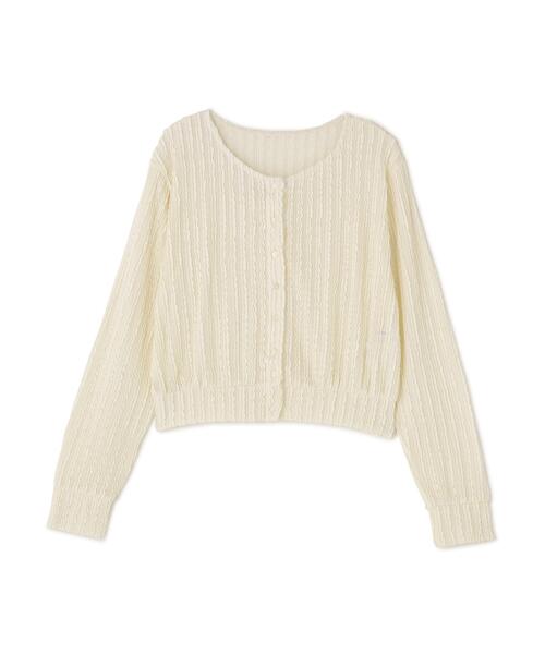 NATURAL BEAUTY BASIC(ナチュラルビューティーベーシック)の「ミニフリルカットカーディガン(カーディガン/ボレロ・レディース・ブラック/オフホワイト/レッド・フリ-)」の6枚目の写真