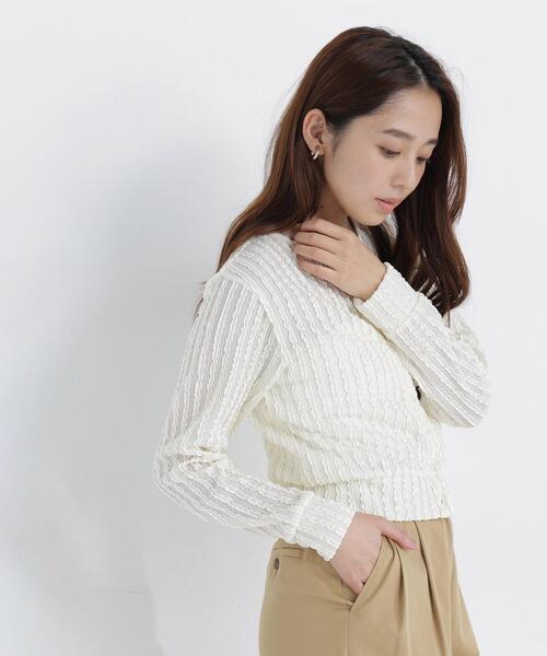 NATURAL BEAUTY BASIC(ナチュラルビューティーベーシック)の「ミニフリルカットカーディガン(カーディガン/ボレロ・レディース・ブラック/オフホワイト/レッド・フリ-)」の10枚目の写真