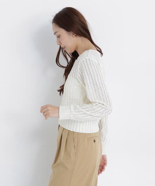 NATURAL BEAUTY BASIC(ナチュラルビューティーベーシック)の「ミニフリルカットカーディガン(カーディガン/ボレロ・レディース・ブラック/オフホワイト/レッド・フリ-)」の14枚目の写真