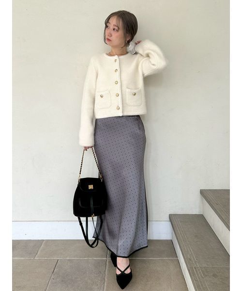 LILY BROWN(リリーブラウン)の「フォックスニットジャケット(ノーカラージャケット・レディース・ネイビー/ミント/アイボリー・F)」の15枚目の写真