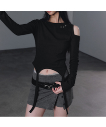GROWHIDE（グロウハイド）の「ルネルフォールディングボタンスカートショーツ_チャコール（その他パンツ）」