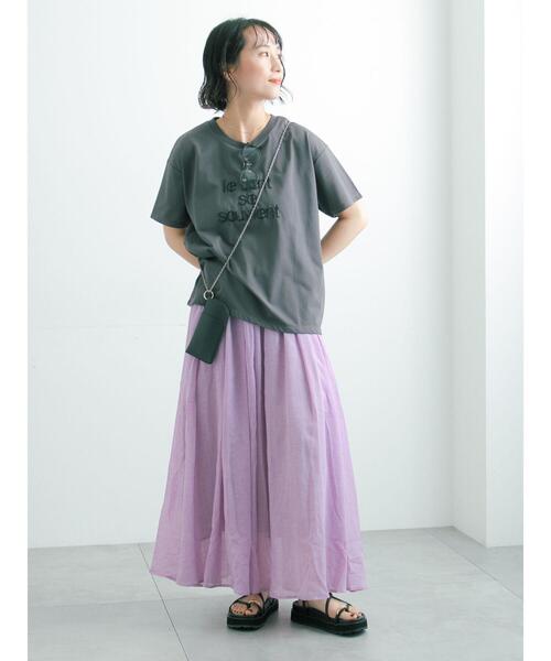Te chichi(テチチ)の「ボイルタックフレアスカート(セットアップ可)(スカート・レディース・パープル/ブルー/グリーン/ベージュ・F)」の13枚目の写真