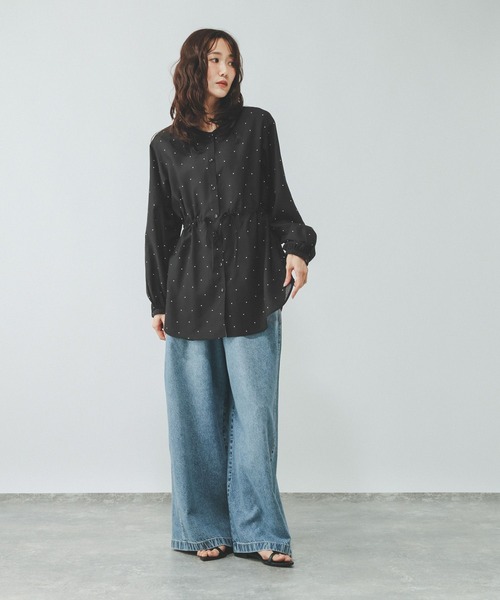 GLOBAL WORK(グローバルワーク)の「シアーチュニックブラウス/797355(シャツ/ブラウス・レディース・ブラック/オフホワイト/ラベンダー/ドット・MEDIUM/LARGE)」の15枚目の写真