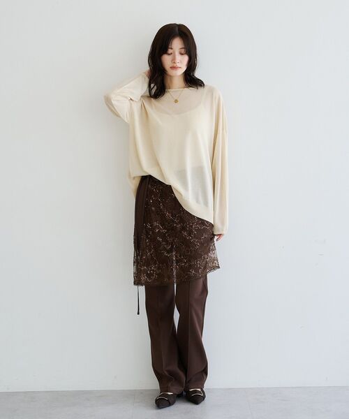Editt by YECCA VECCA(エディットバイイェッカヴェッカ)の「ストレッチセンターシームフレアパンツ(その他パンツ・レディース・ブラウン/ブラック・FREE)」の22枚目の写真