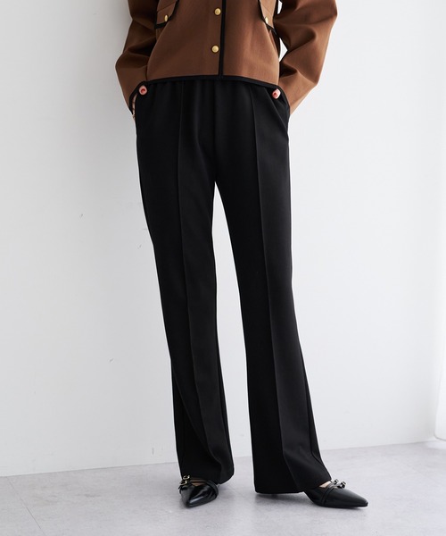 Editt by YECCA VECCA(エディットバイイェッカヴェッカ)の「ストレッチセンターシームフレアパンツ(その他パンツ・レディース・ブラウン/ブラック・FREE)」の2枚目の写真