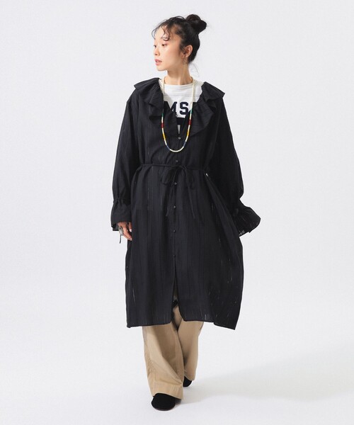BEAMS BOY(ビームスボーイ)の「ドビー ストライプ ワンピース(ワンピース・レディース・オフホワイト/ブラック・0/1/2)」の1枚目の写真