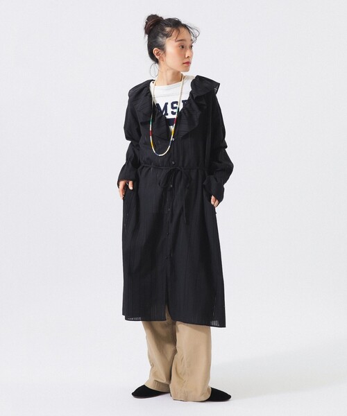 BEAMS BOY(ビームスボーイ)の「ドビー ストライプ ワンピース(ワンピース・レディース・オフホワイト/ブラック・0/1/2)」の8枚目の写真