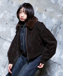 PAGEBOY | メルトレザー2WAYブルゾン【ファー取り外し可能/スタンドネック】(ブルゾン)