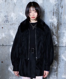 PAGEBOY | メルトレザー2WAYブルゾン【ファー取り外し可能/スタンドネック】(ブルゾン)