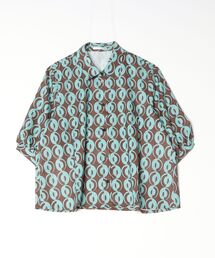 レトロプリントレギュラーカラーブラウス