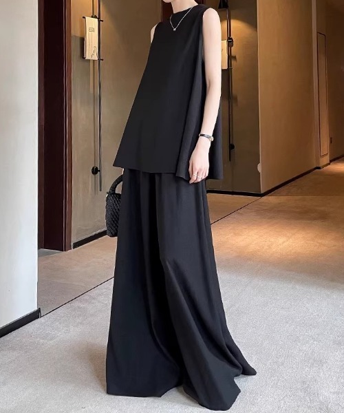 FLINEA(フリネア)の「リネンノースリーブトップス&パンツセットアップ(セットアップ・レディース・ホワイト/ブラック・FREE)」の12枚目の写真