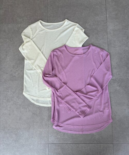 Jena espace merveilleux(ジェナ エスパスメルヴェイユ)の「クルー長袖Tシャツ(Tシャツ/カットソー・レディース・ブラウン/オフホワイト/ブラック/ピンク・FREE)」の4枚目の写真