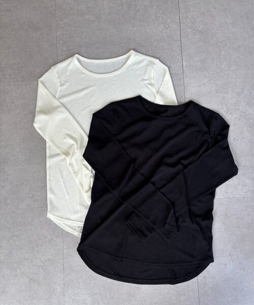 Jena espace merveilleux(ジェナ エスパスメルヴェイユ)の「クルー長袖Tシャツ(Tシャツ/カットソー・レディース・ブラウン/オフホワイト/ブラック/ピンク・FREE)」の2枚目の写真